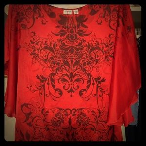 Blouse short sleeve batwing style